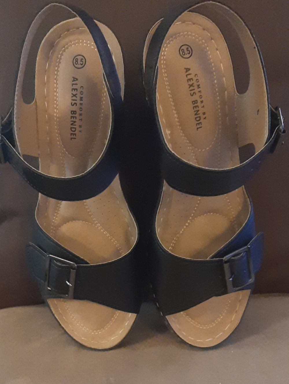 Black PU Comfort Sandals